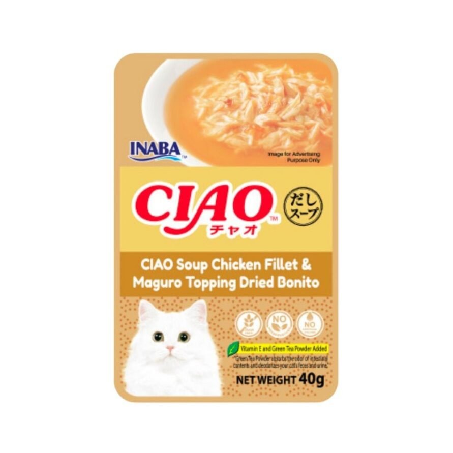Ciao Pouch Soup Chicken Fillet & Maguro Topping Dried Bonito