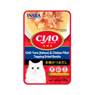 Ciao Pouch Tuna (Katsuo)& Chicken Fillet Topping Dried Bonito